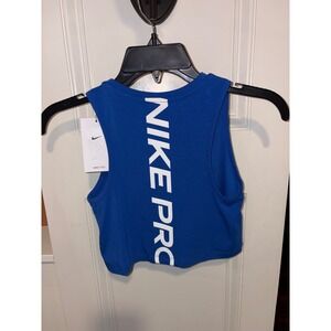 New Nike Pro Kids Blue Crop Tank Top Training Dri-Fit Size youth Small